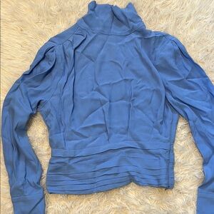 Blue High-Neck Long Sleeve Top 
The Ingrid Blouse